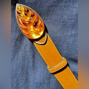 Lalique Collectible Crystal Leaf Embellished Belt amber never worn